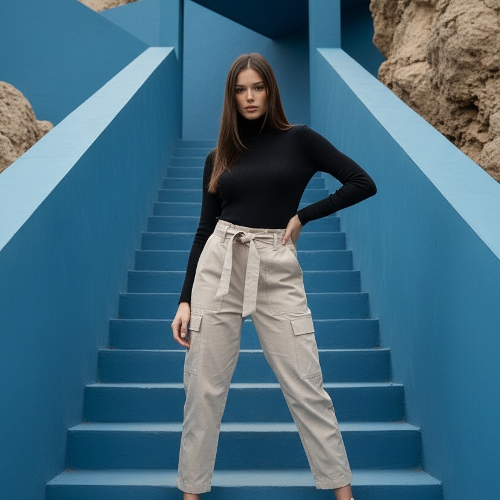 Stylish Beige Cargo Pants for Women
